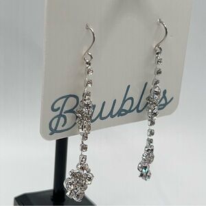 Silver Dangle Earrings Baubles Chandelier Earrings Set with Clear Austrian Cryst